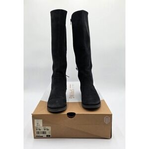 Call It Spring Black Suede Knee High Boots Women's Size 6.5 Lace Up Side Zip